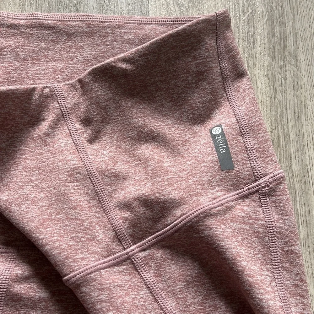 Nordstrom Zella crop high-rise leggings dusty rose mesh calf cutout size XS - Picture 9 of 9